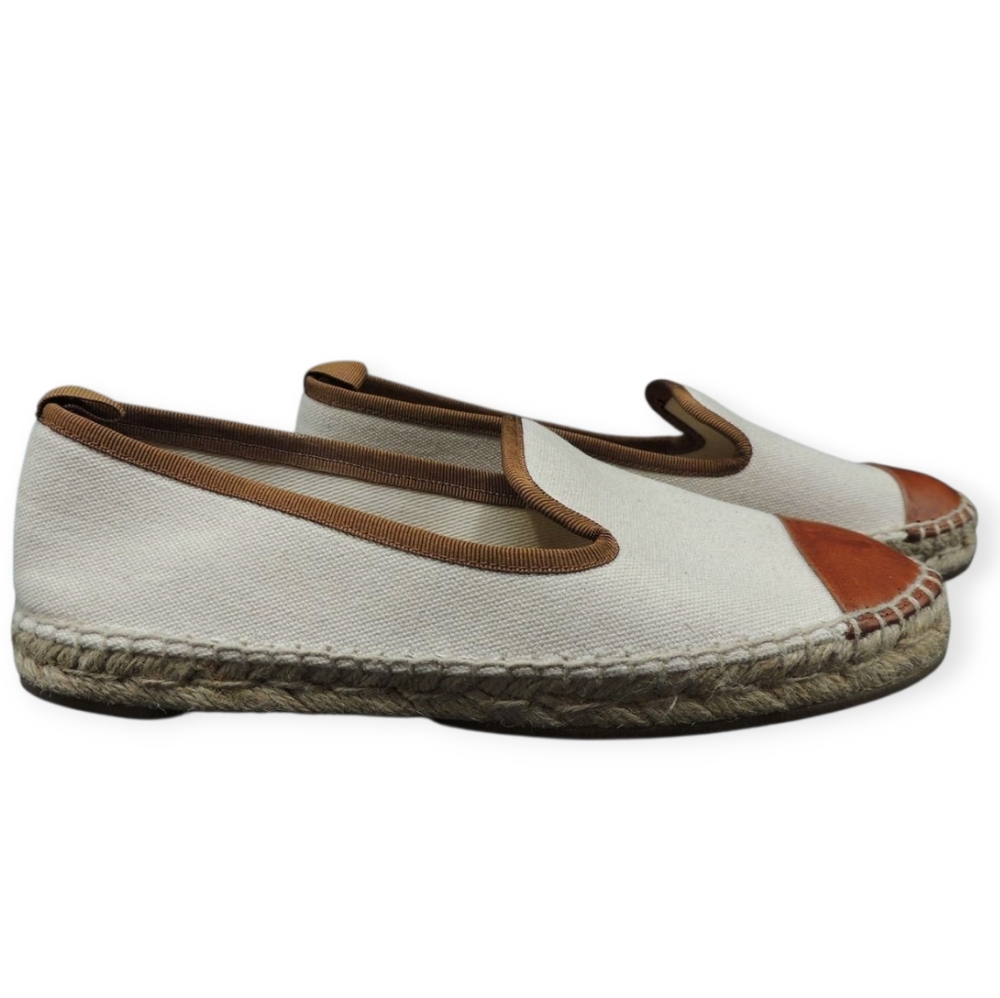 FENDI‎ Cream/Brown Espadrille Flats Size 5 - Picture 2 of 8